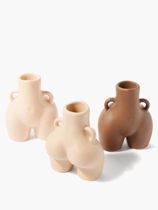 Anissa Kermiche + Set of Three Love Handles Earthenware Vases