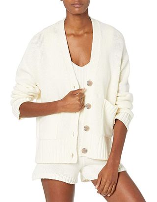 The Drop + Brigitte Chunky Button Front Pocket Ribbed Cardigan