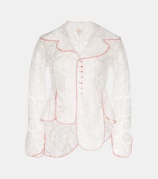 Yuhan Wang + Curtain Stitch-Trimmed Lace Jacket