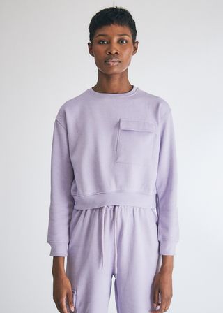 Which We Want + Naomi Boxy Sweatshirt in Purple