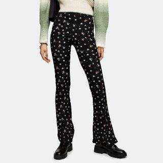 Topshop + Floral Print Flared Trousers