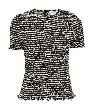 Proenza Schouler's White Label + Smocked Contrast-Print Georgette Top