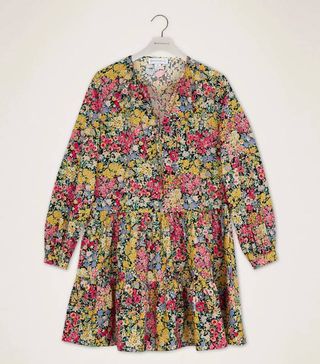 Warehouse + Floral Long Sleeved Mini Dress