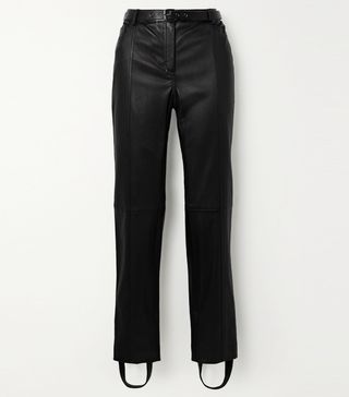 Tom Ford + Belted Leather Straight-Leg Stirrup Pants