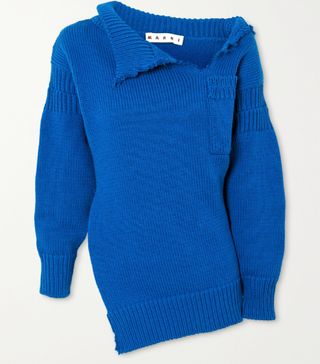 Marni + Asymmetric Distressed Cotton Sweater