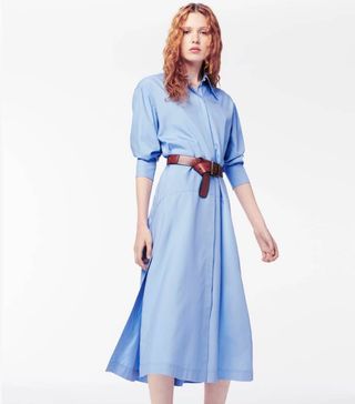 Victoria Beckham + Fluid Shirt Dress in Cornflower Blue