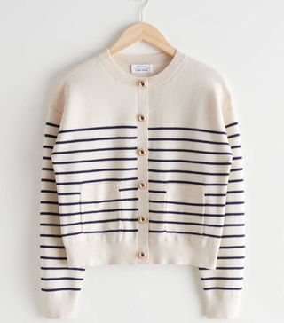 & Other Stories + Striped Gold Button Cardigan