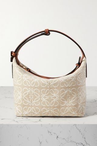 Loewe + Cubi Small Leather-Trimmed Canvas-Jacquard Tote