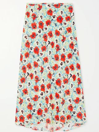 Rixo + Kelly Floral-Print Silk-Chiffon Midi Skirt