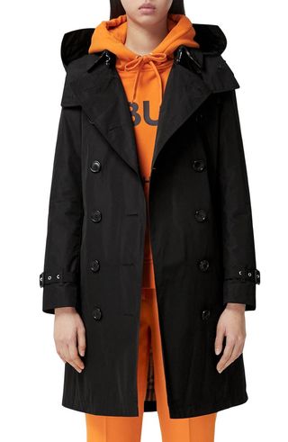 Burberry + Kensington Taffeta Trench Coat With Detachable Hood