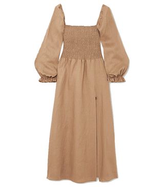 Reformation + Gitane Smocked Linen Midi Dress