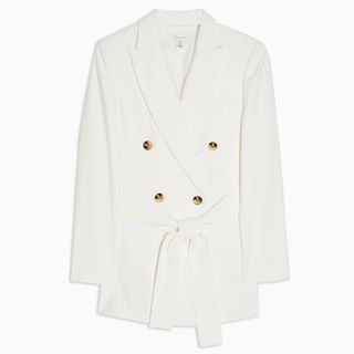 Topshop + Ivory Belted Double Breasted Blazer