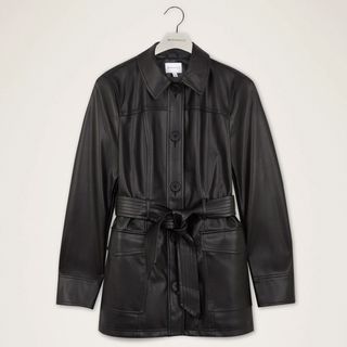 Warehouse + Faux Leather Belted Jacket