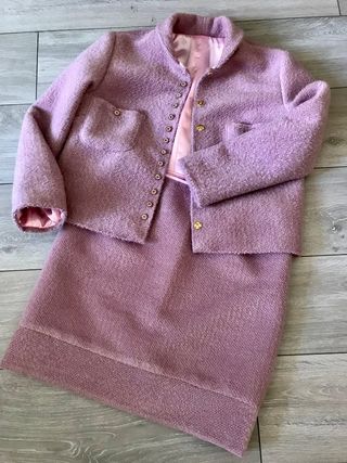 Vintage + Soft Pink Boucle Jacket and Skirt