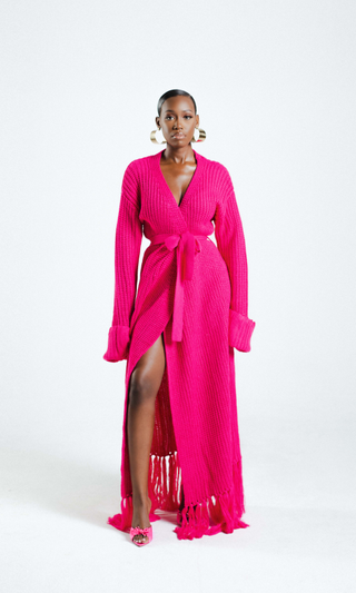 Hanifa + Pink Miya Knit Cardigan Dress