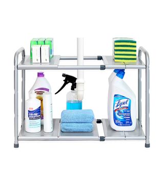 Simple Houseware + Under Sink 2 Tier Expandable Shelf Organizer Rack