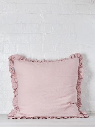 Lili & Aph + Large Blush Linen Ruffle Cushion