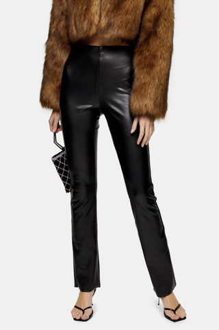 Topshop + Faux Leather Flare Trousers