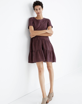 Madewell + Short-Sleeve Tiered Mini Dress
