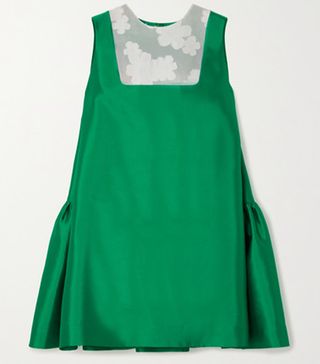 Minju Kim + Ruffled Paneled Silk-Twill Mini Dress