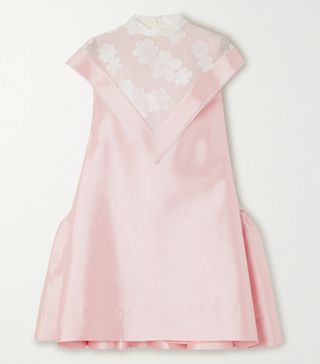 Minju Kim + Layered Ruffled Tulle-Paneled Silk-Twill Mini Dress