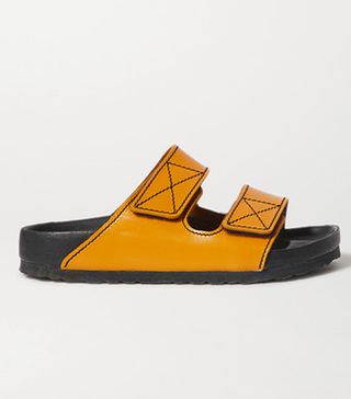 Proenza Schouler + Arizona Topstitched Glossed-Leather Sandals