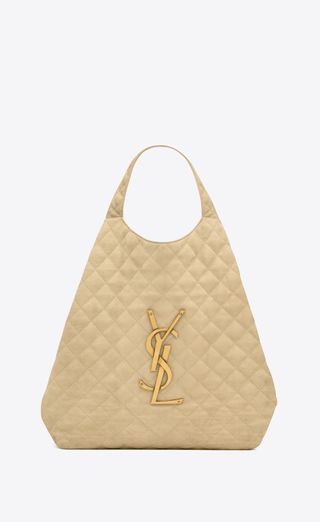 Saint Laurent + Icare Maxi Shopping Bag in Quilted Nubuck Suede