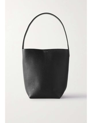 small black tote bag with short handle