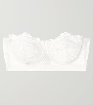 Else + Petunia Stretch-Mesh and Corded Lace Underwired Strapless Balconette Bra