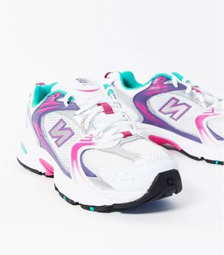 New Balance + 530 Trainers in White and Purple