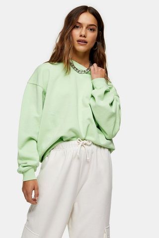 Topshop + Green Stonewash Sweatshirt