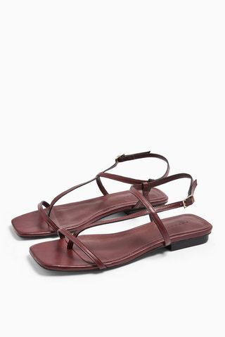 Topshop + Haven Burgundy Flat Sandals