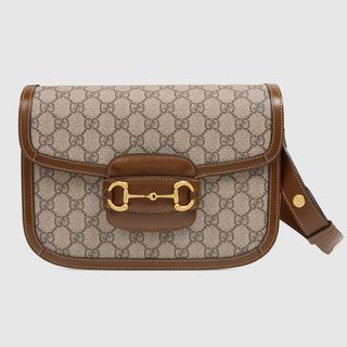 Gucci + 1955 Horsebit Shoulder Bag in GG Supreme/Brown