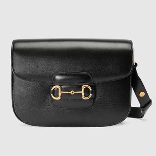 Gucci + 1955 Horsebit Shoulder Bag in Black Leather