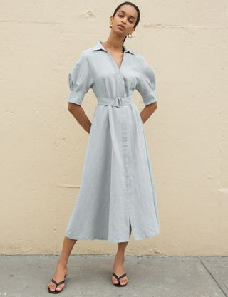 Pixie Market + Simone Grey Belted Midi Dress