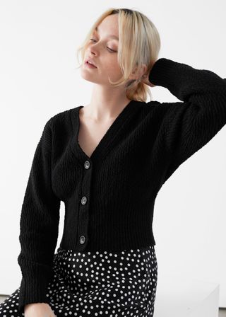 & Other Stories + Cropped Textured Cotton Cardigan