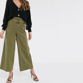 ASOS + Belted Trouser With Paperbag Waist