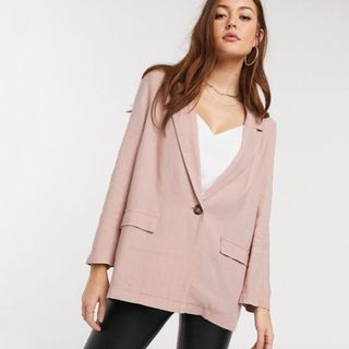 ASOS + Pink Linen Blazer