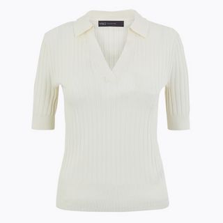 Marks and Spencer + Ribbed Collar Neck Top