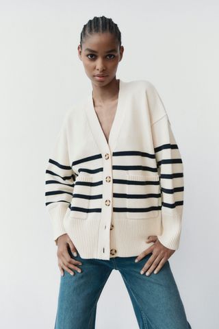 Zara + Striped Knit Cardigan