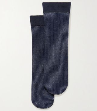 Wolford + Dora Metallic Stretch-Knit Socks