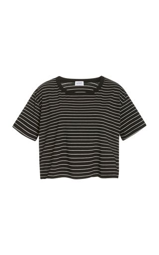 Leset + Amber Cropped Striped Jersey T-Shirt