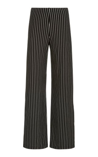 Leset + Amber Striped Jersey Wide-Leg Pants