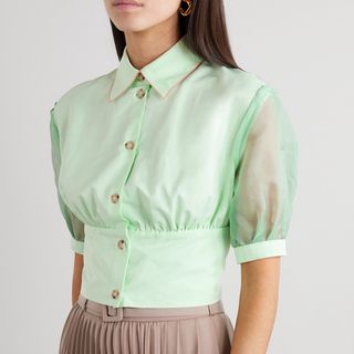 Andersson Bell + Maria Panelled Cotton-Blend and Organza Blouse