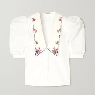 Miu Miu + Embroidered Collar Blouse