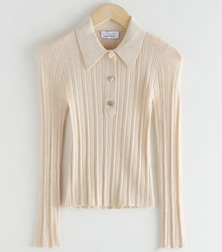 & Other Stories + Sheer Fitted Polo Top