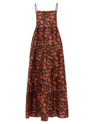 Matteau + The Tiered Low Back Floral-Print Cotton Maxi Dress