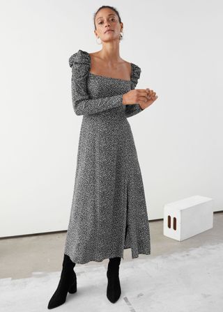 & Other Stories + Puff-Sleeve Midi Dress