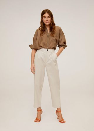 Mango + Relaxed Fit Cropped Trousers