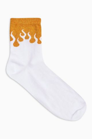 Tosphop + White Glitter Top Flame Socks